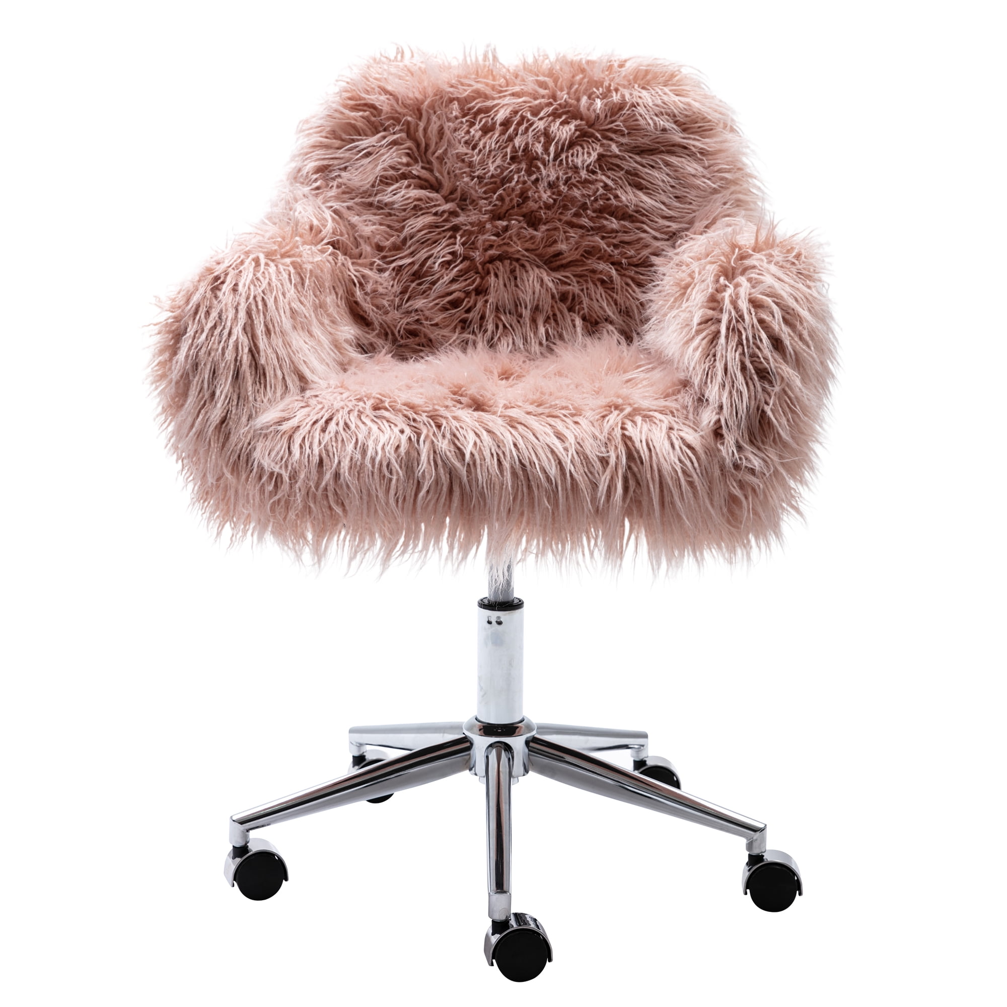 Ikuby Modern Faux fur home office chair, fluffy chair for girls, makeup