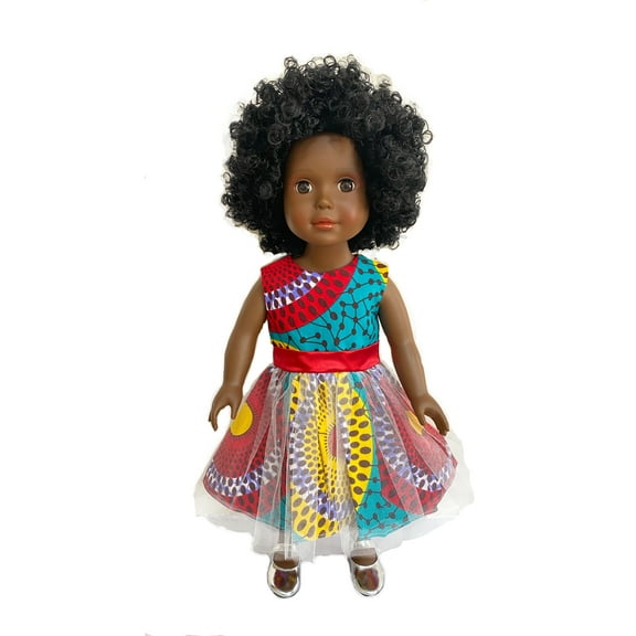 Ikuzi 18-inch Fashion Doll - Dark Brown Skin Tone African American Doll Afro Hair - Black Doll