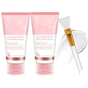 Ikzee 2-Pack Collagen Night Wrapping Mask - Anti-Aging Peel-Off Mask with Brush, Tightens Skin & Brightens Dullness, Non-Irritating for All Skin Types
