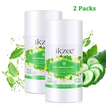 Ikzee 2PC Body Deodorant Stick for Men's and Women's Antiperspirant Deodorant Stick Odor and Wetness Protection, 1.4 OZ(40g)- Cucumber & Mint