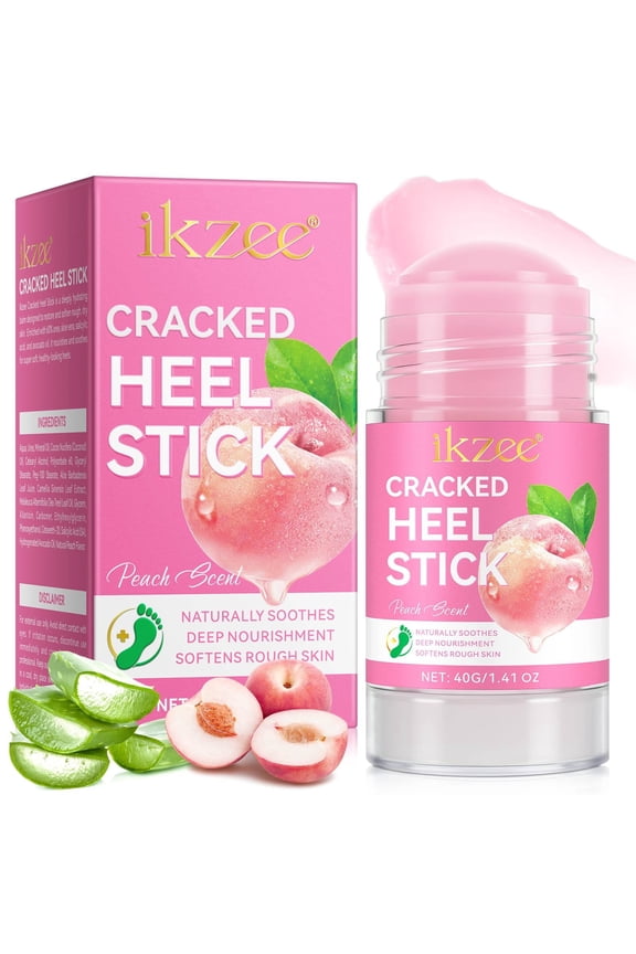 Ikzee Cracked Heel Repair Stick with 60% Urea, Heel Cream for Dry Cracked Feet, Peach Scent, 1.41 oz