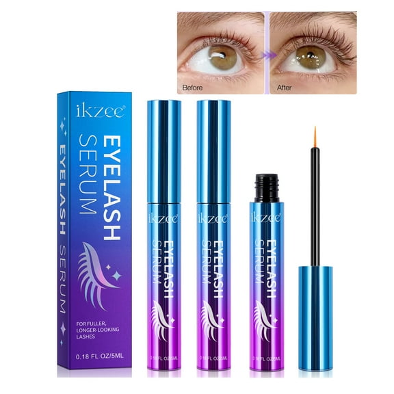 Ikzee Eyelash Serum-5ml Lash Serum for Fuller,Longer,Thicker-Use for Eyebrows,Brows,Eyelash & Hairline-Gentle and Non-irritating,3 Pack