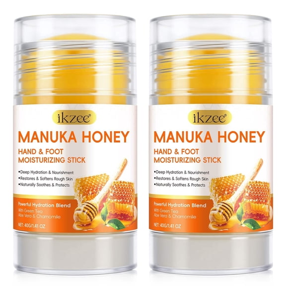 Ikzee Manuka Honey Hand & Foot Moisturizing Stick, Deep Hydration Balm for Dry Hands, Heels & Elbows, Fast-Absorbing, 40g(2Pack)
