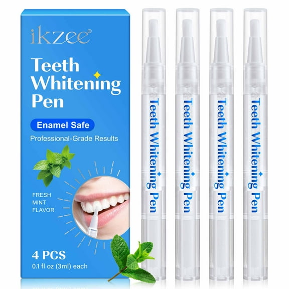 Ikzee Teeth Whitening Pen,Home Travel Friendly Teeth Whitening Kit, Mint Flavor- 4PCS