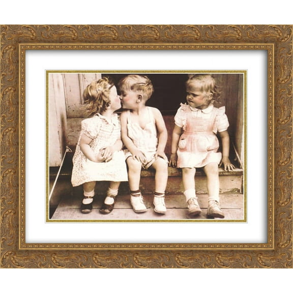 Il Bacio 2x Matted 24x20 Gold Ornate Framed Art Print by Furman Baldwin