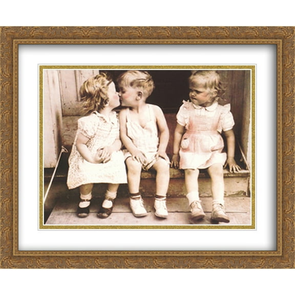 Il Bacio 2x Matted 28x22 Large Gold Ornate Framed Art Print by Furman Baldwin