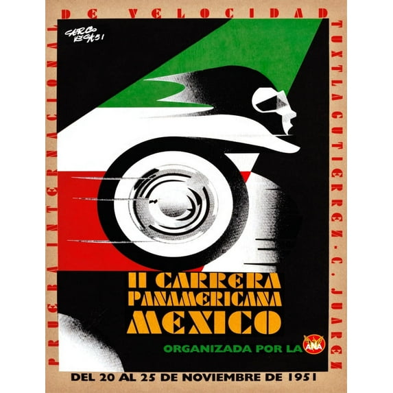 Il Carrera Panamericana Mexico Poster Print by Carlo Vega (24 x 36)