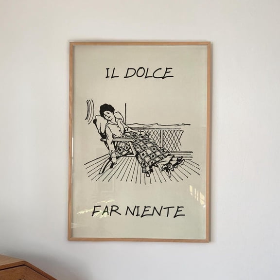 Il Dolce Far Niente Print, Vintage Italian Art, Unframed Canvas 12x16in
