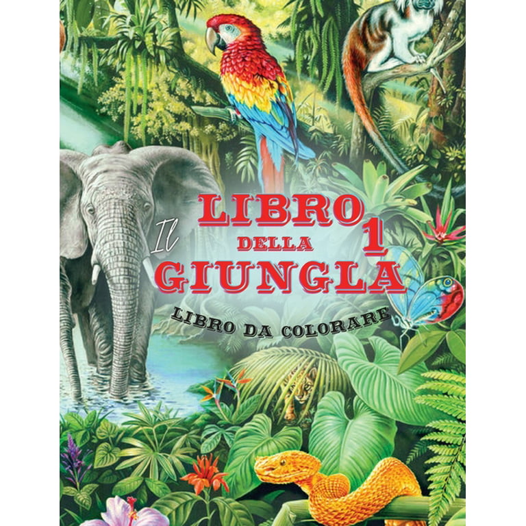Il Libro della Giungla 1 - Album da Colorare : Fatti trasportare nel cuore  della giungla indiana dove le scimmie conducono Mowgli nella città perduta.  50 disegni tutti da colorare. (Paperback) 