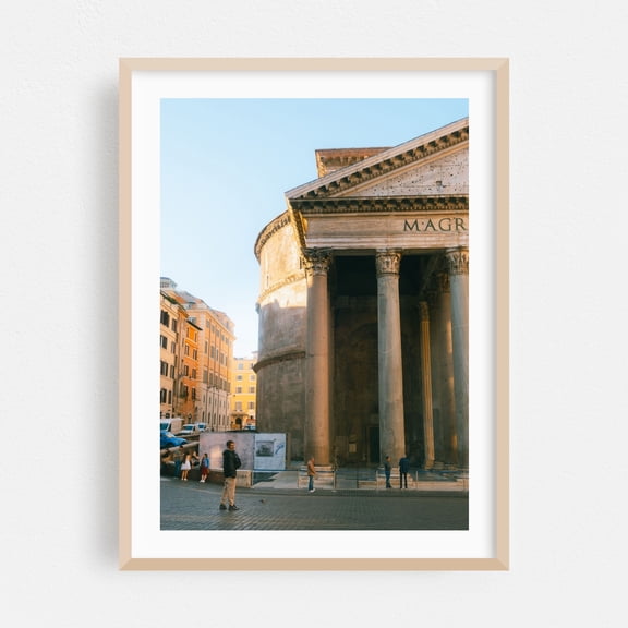 Il Pantheon - by travelmonti - Rome Lazio Italy Photography Architecture Travel Poster City Vintage Street Photography Oak Framed Wall Art Print 5 x 7 inches