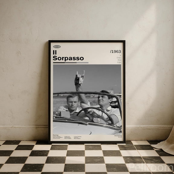 Il Sorpasso Vintage Movie Poster, Italian Comedy Wall Art, Unframed Paper Poster 8x10in