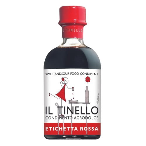 Il Tinello Balsamic Vinegar of Modena IGP Red Label Low Acidity 250ml, British Import (Pack of 2)