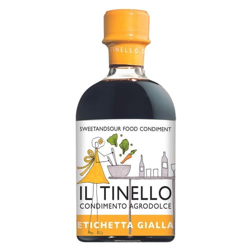 Il Tinello Balsamic Vinegar of Modena IGP Yellow Label High Acidity 250ml, British Import (Pack of 2)