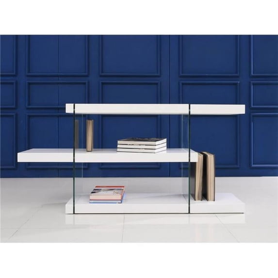 Il Vetro Glass Bookcase, White Lacquer - 29 x 55 x 13 in.