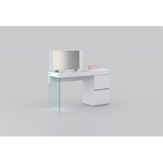 Il Vetro Vanity Desk - White High Gloss & Mirror