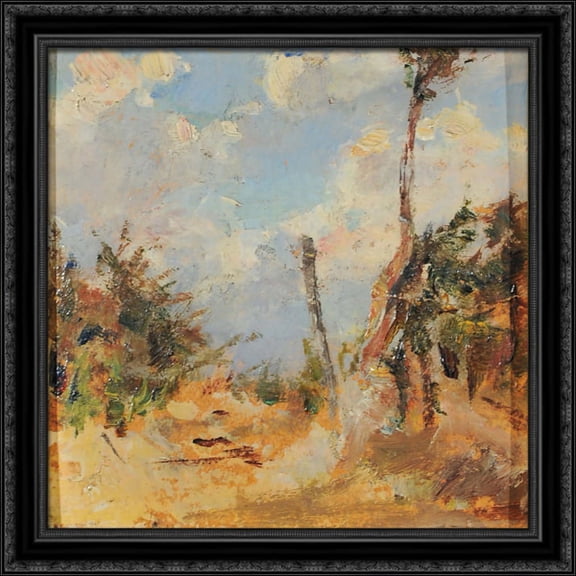 Il passo della Futa 28x28 Large Black Ornate Wood Framed Canvas Art by Niccolo Cannicci