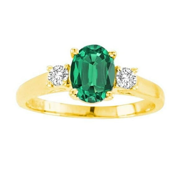 Ilano Collection R3676-14Y-EM75-si-2 7 x 5 in. 14K Yellow Gold Oval Emerald SI-2 Gemstone Anniversary Ring