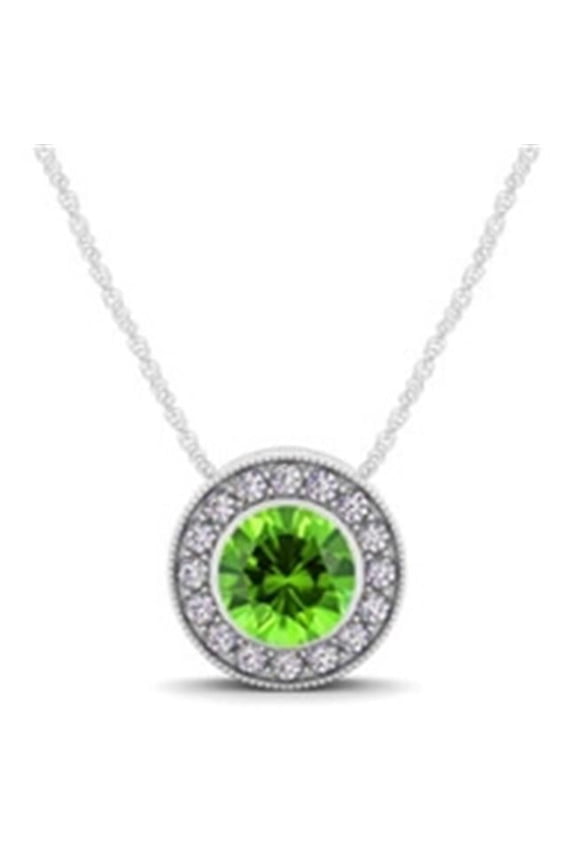 UB-P-1371-Per-14kW-3 Elegant Color & Diamond Circle Pendant, Light Green - 3 Size