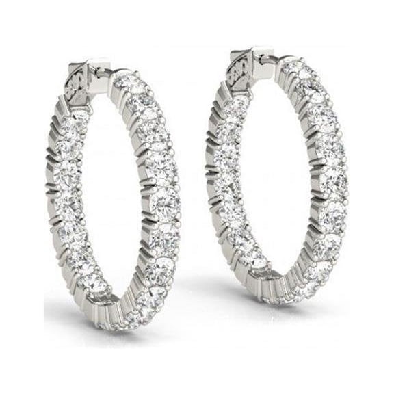 Ilano EF142-1lg-14kw 1 CT 14K White Gold Lab Grown Diamond Hoop Earring Set
