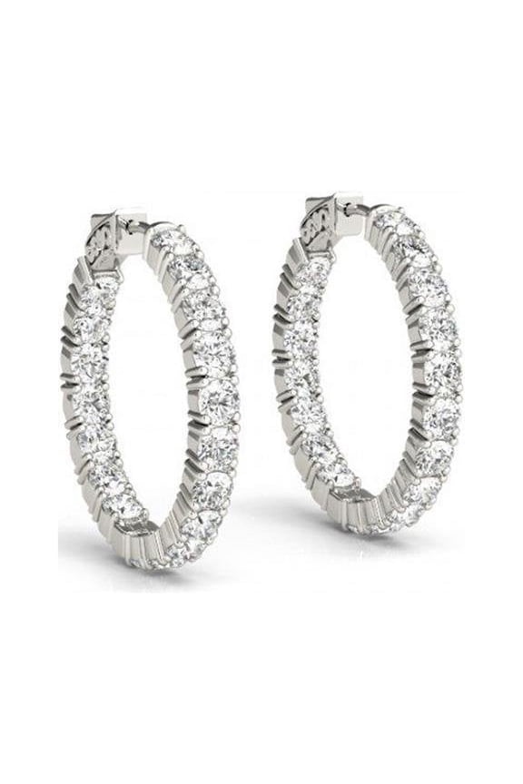 EF142-1lg-14kw 1 CT 14K White Gold Lab Grown Diamond Hoop Earring Set