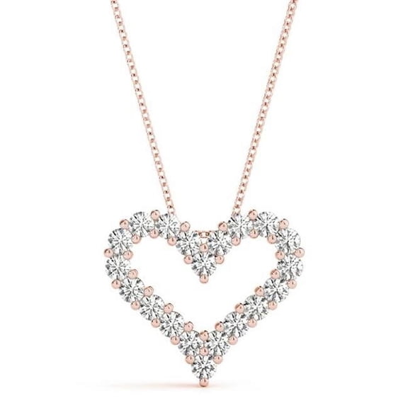 Ilano LG433-5lg-14kr 0.5 CT 14K Rose Gold TW Lab Grown Diamond Heart Pendant Set with Chain
