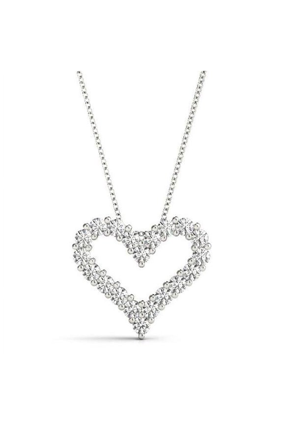 LG433-5lg-14kw 0.5 CT 14K White Gold TW Lab Grown Diamond Heart Pendant Set with Chain