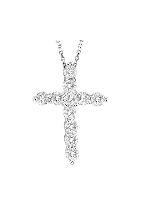 LG679-5lg-14kw 0.5 CT 14K White Gold TW Lab Grown Diamond Cross Pendant Set with Chain