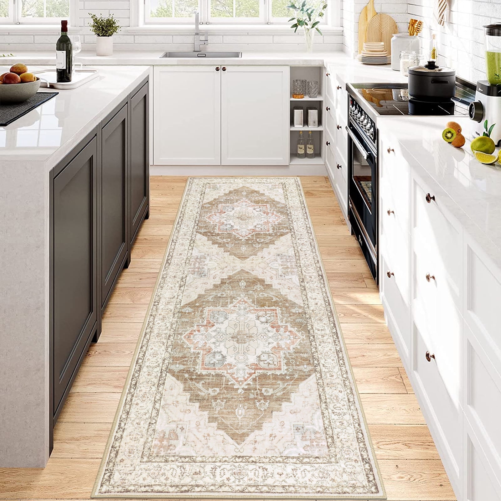 Ileading 2' x 6' Boho Runner Rugs Washable Area Rug Carpet Non Slip Runner Rug for Home Decor Entryway Hallway Bedroom