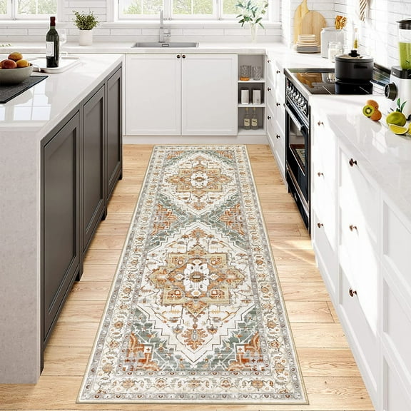 Ileading 2' x 6' Boho Runner Rugs Washable Area Rug Carpet Non Slip Runner Rug for Home Decor Entryway Hallway Bedroom
