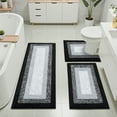 thumbnail image 1 of Ileading 3 Piece Bath Rug Set Microfiber Washable Non Slip Bathroom Rug and Mat Set, Black, 1 of 14