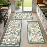 Ileading 3 Pieces Boho Kitchen Rug Sets Non Slip Soft Kitchen Mat Floor Mat for Kitchen, Laundry Room and Hallway