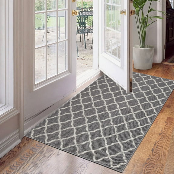 Ileading Rubber Backing Gray Runner Rug, 31"x 47"