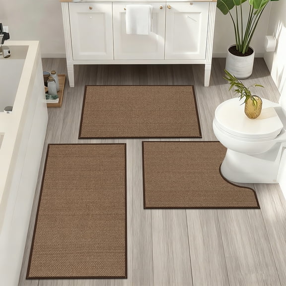 Bathroom Rugs Sets 3 Piece, Washable, Super Absorbent Bath Mat for Bathroom