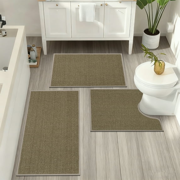Bathroom Rugs Sets 3 Piece, Washable, Super Absorbent Bath Mat for Bathroom
