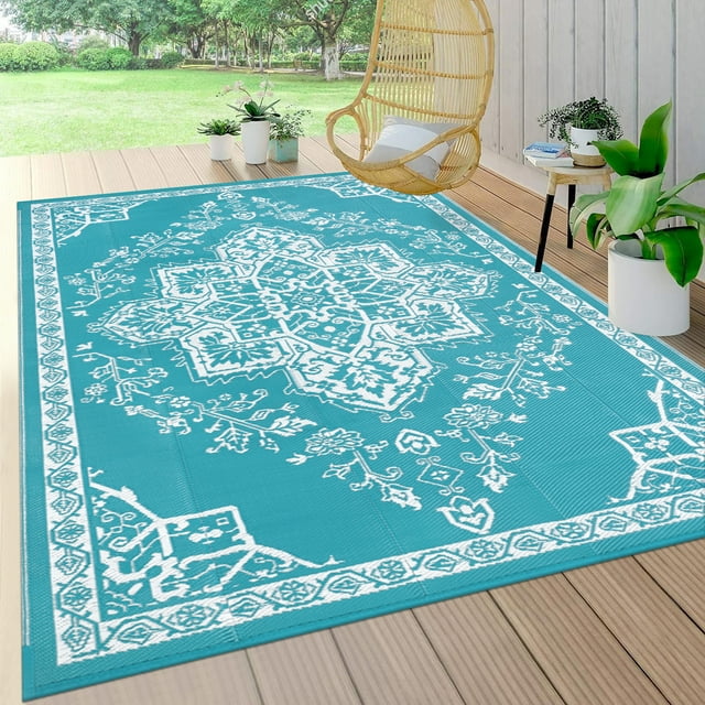 Ileading 5'x7' Outdoor Rug Waterproof Reversible Outdoor Plastic Straw