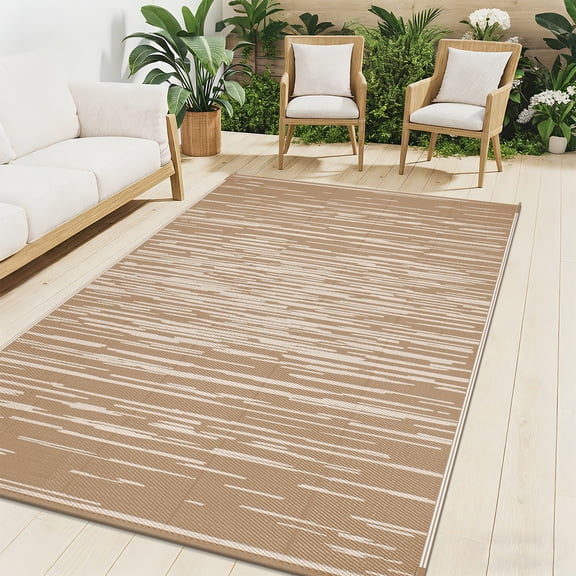 Ileading 6'x 9' Outdoor Rug for Patio Clearance, Reversible Outdoor Plastic Straw Camping Rug, Portable Washable Reversible Mats for Camping, RV, Picnic, Beach, Backyard, Pool Deck