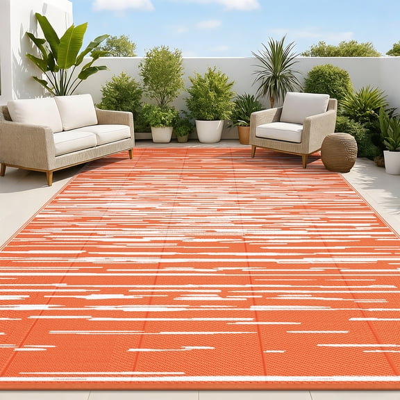 Ileading 9'x 12' Outdoor Rug for Patio Clearance, Reversible Outdoor Plastic Straw Camping Rug, Portable Washable Reversible Mats for Camping, RV, Picnic, Beach, Backyard, Pool Deck