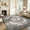 thumbnail image 1 of Ileading 9'x12' Boho Area Rug for Living Room, Non Slip Machine Washable Rugs Vintage Floor Carpet for Bedroom Dinning Room Kitchen, Brown, 1 of 13