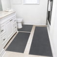 thumbnail image 1 of Ileading 3pcs Bathroom Rugs Set with U-Shaped Mat, Non Slip, Soft, Absorbent Bath Mats for Tub, Shower, Toilet 18"x26"+18"x48"+U Shape 20"x24" Gray, 1 of 9