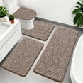thumbnail image 1 of Ileading Bathroom Rugs Sets 4 Piece, Non Slip Washable Bath Rug, Absorbent Shaggy Bath Mats for Bathroom Floor, Tub, Shower, Brown, 1 of 7