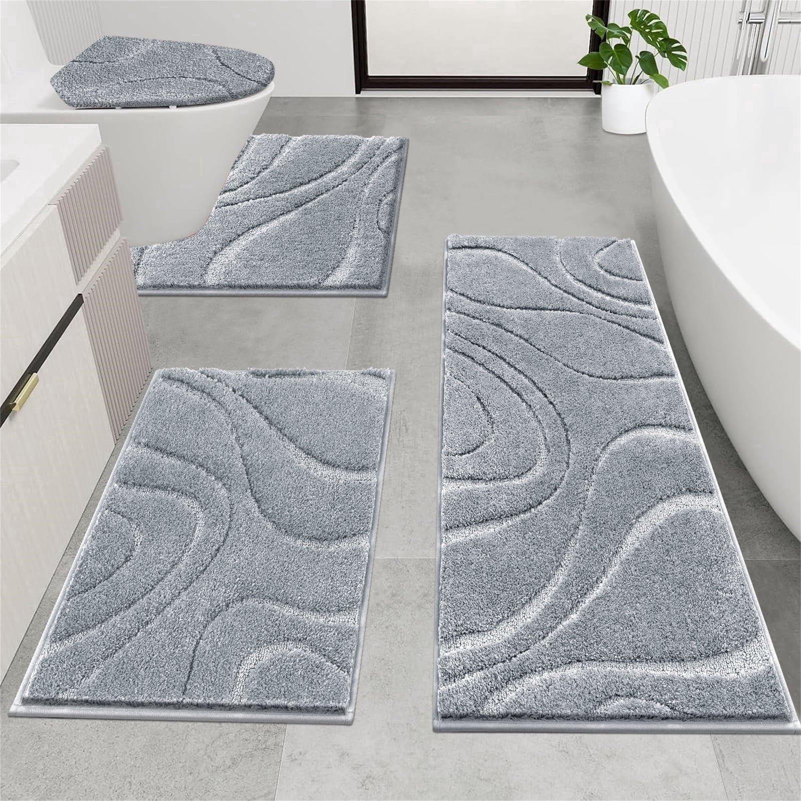 4 Piece Bathroom Rug Setnull