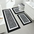 thumbnail image 1 of Ileading Bathroom Rugs Sets 4 Piece with Lid Cover Absorbent Microfiber Bathroom Shower Mat Set, Black, 1 of 11