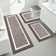 thumbnail image 1 of Ileading Bathroom Rugs Sets 4 Piece with Lid Cover Absorbent Microfiber Bathroom Shower Mat Set, Coffee, 1 of 11