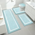thumbnail image 1 of Ileading Bathroom Rugs Sets 4 Piece with Lid Cover Absorbent Microfiber Bathroom Shower Mat Set, Light Blue, 1 of 10