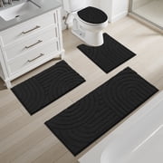 Ileading Bathroom Rugs Sets 4 Piece with Toilet Lid Cover, Non Slip Bathroom Mats Extra Soft Bath Rugs Absorbent Shaggy Rugs Perfect Plush Mats