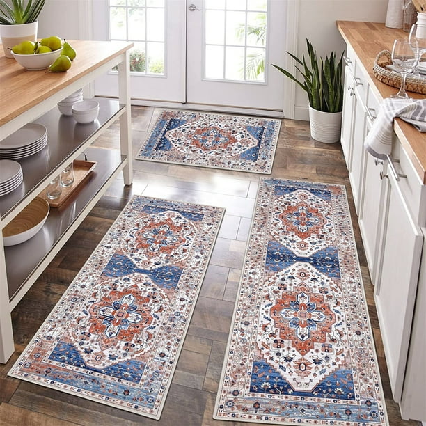 Ileading Boho Kitchen Rug Sets 3 Piece Runner Bohemian Mats Non Skid