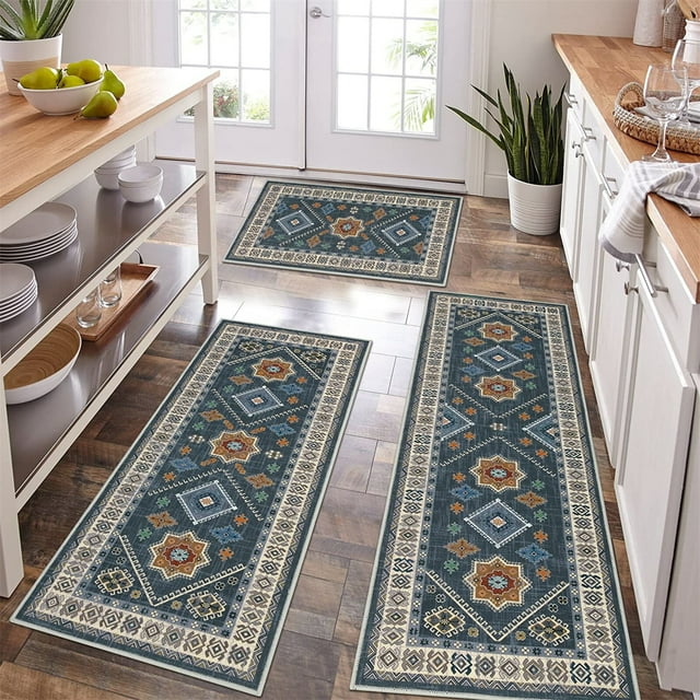 Ileading Boho Kitchen Rug Sets 3 Piece Runner Bohemian Mats Non Skid