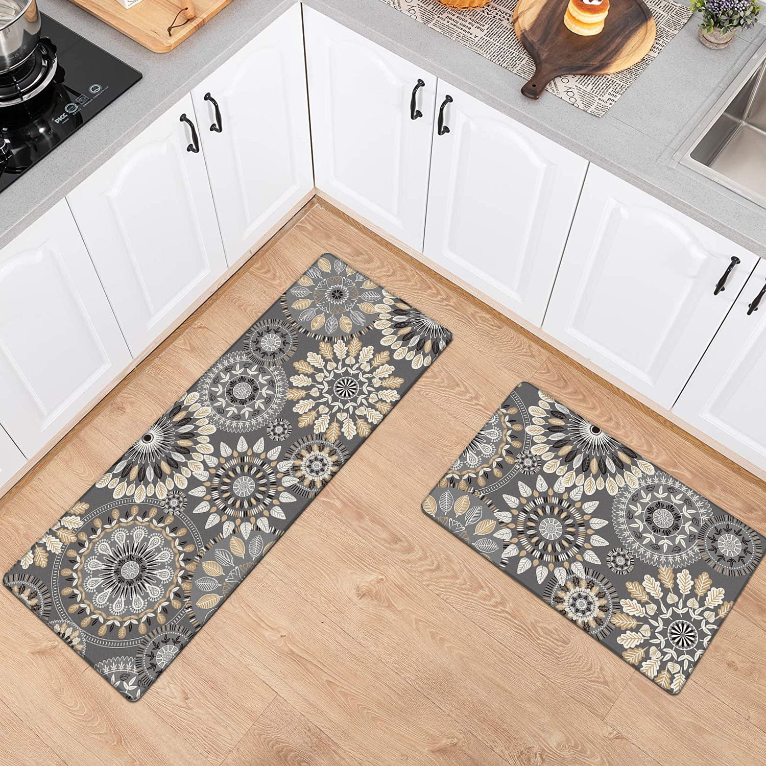 "Ileading Anti Fatigue Boho Kitchen Rugs Set of 2, Long Washable Non ...