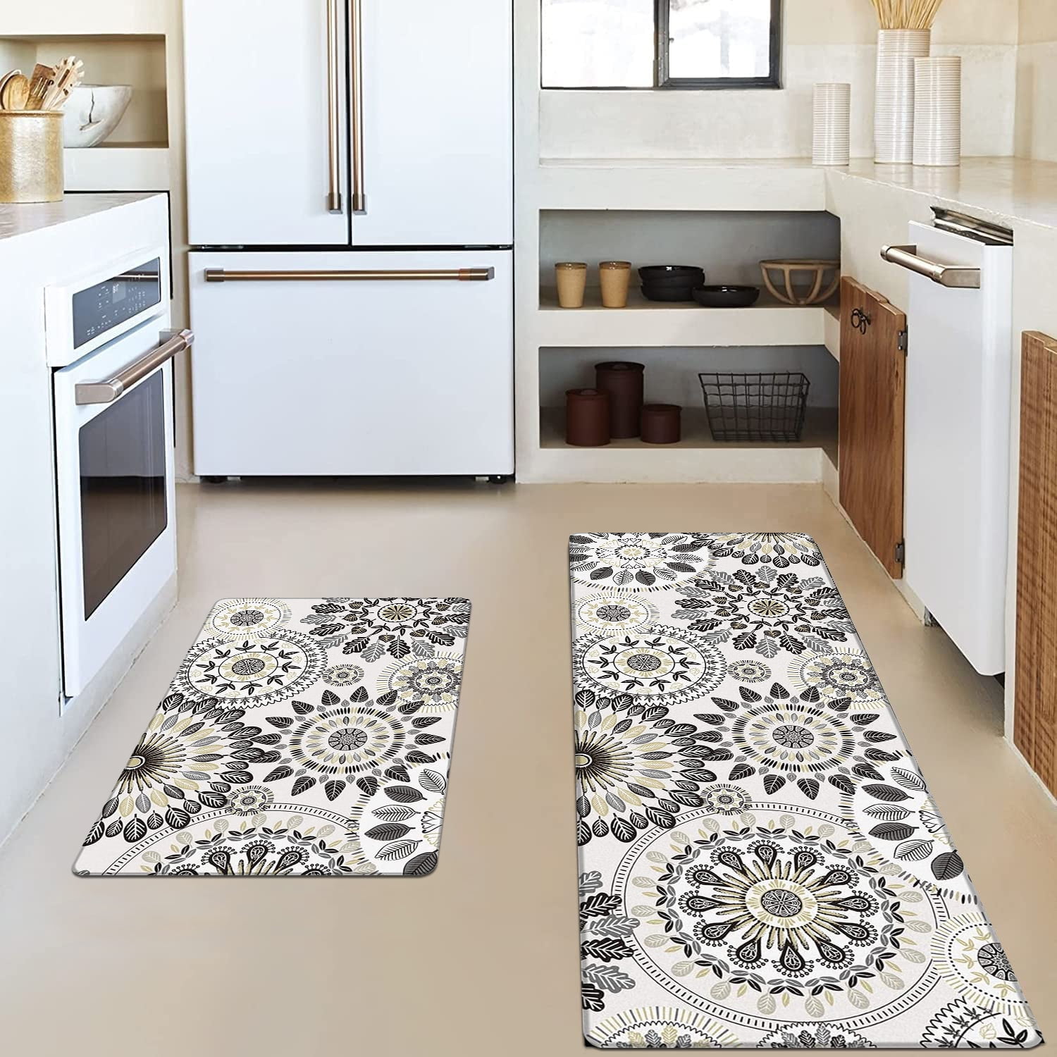 Ileading Boho Kitchen Rugs Set of 2 Anti Fatigue Mats for Kitchen Floor Cushioned Kitchen Rugs