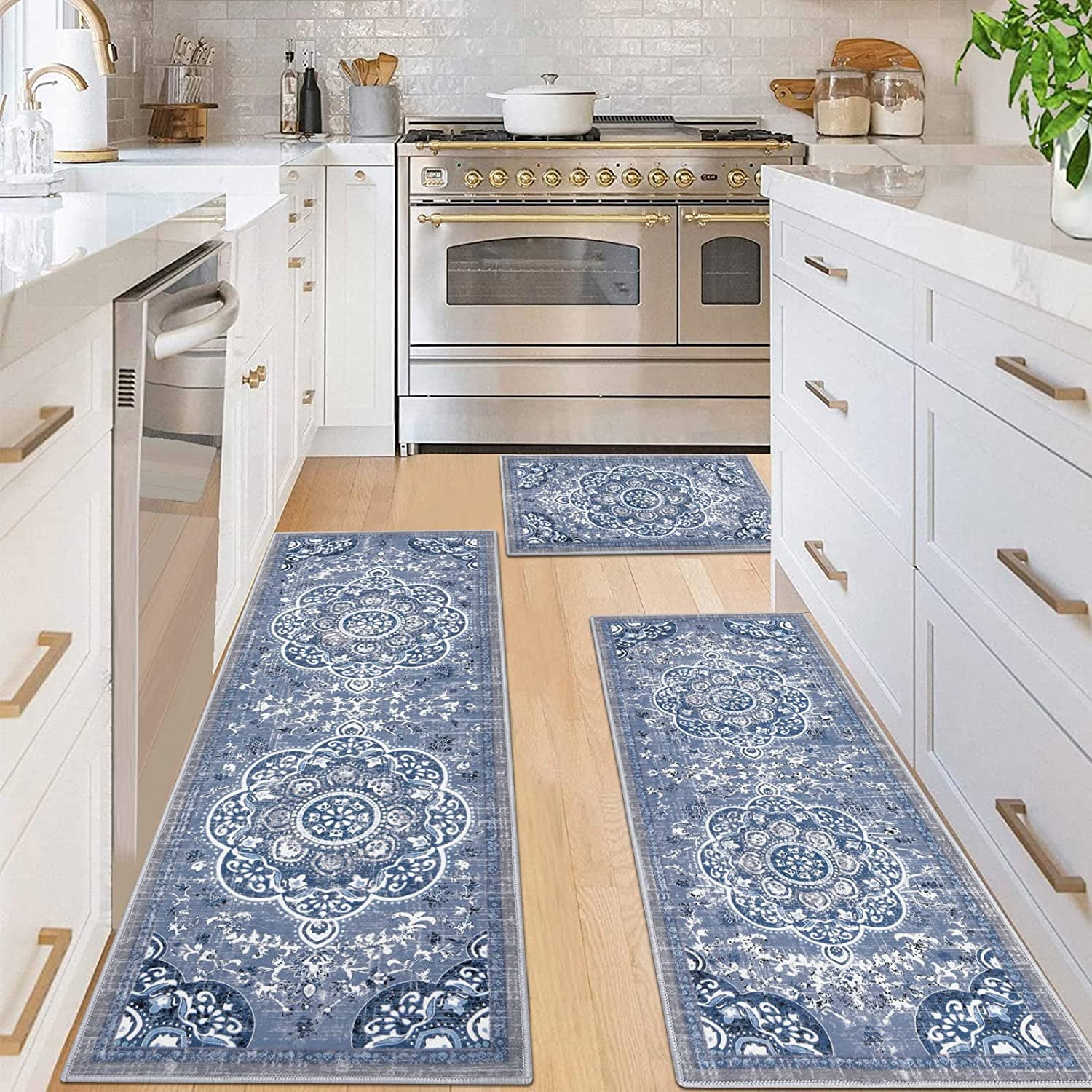 Ileading Boho Kitchen Rugs Sets 3 Piece With Runner Non Slip Kitchen Mats For Floor Washable Bohemian Runner Rug Set Of 3 Blue Gray B751a4b0 6241 4d43 Be15 Ab762ca7af36.efe6f9babdad9fc9d3d07a55594daa45 
